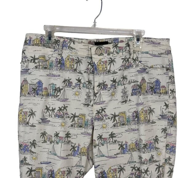 Talbots Jegging Crop Tropical Printed Beach Denim Ankle Pants Size 16P - Picture 2 of 10